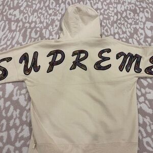 SUPREME Beaded Hooded Sweatshirt Natural Large